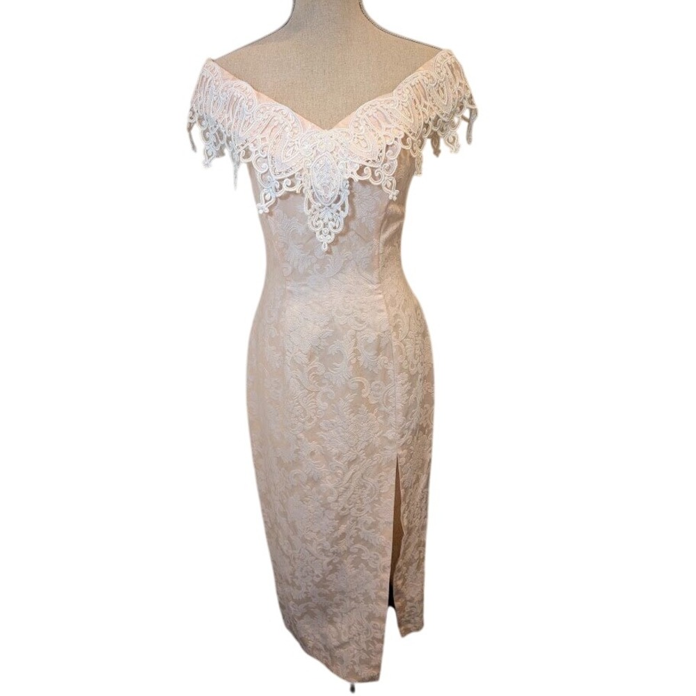 Vintage Jessica McClintok/Gunne Sax Lace Dress Jacquard Formal‎ Gown Sz 9/10